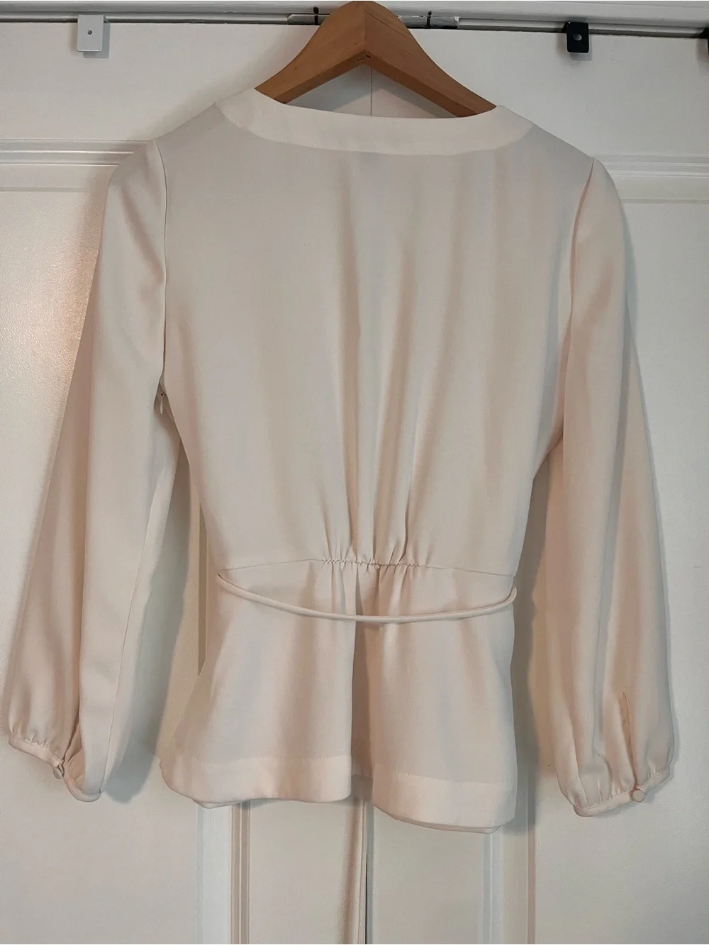 J. Crew Cream Wrap Blouse with Tie Waist